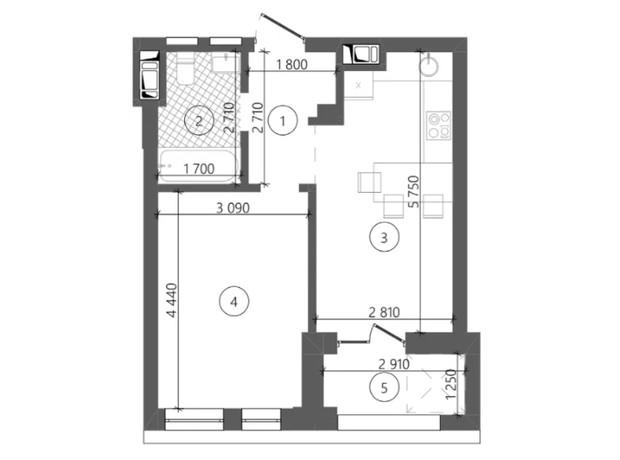 ЖК Фруктовая аллея: планировка 1-комнатной квартиры 38.21 м²