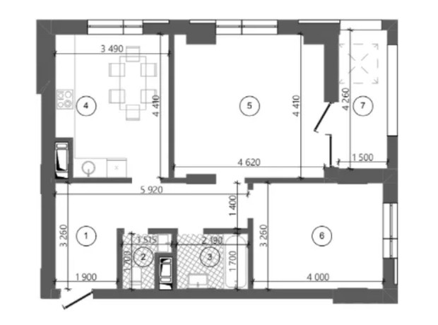 ЖК Фруктовая аллея: планировка 2-комнатной квартиры 68.21 м²