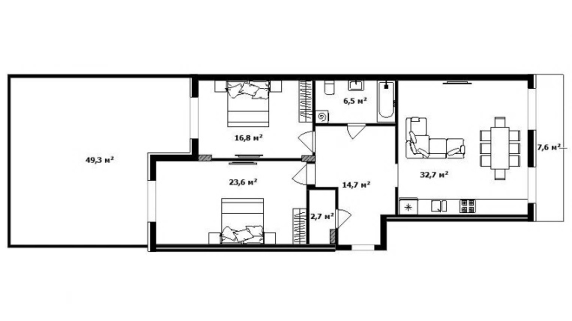 Планировка 3-комнатной квартиры в ЖК Dream City 113.2 м², фото 554617