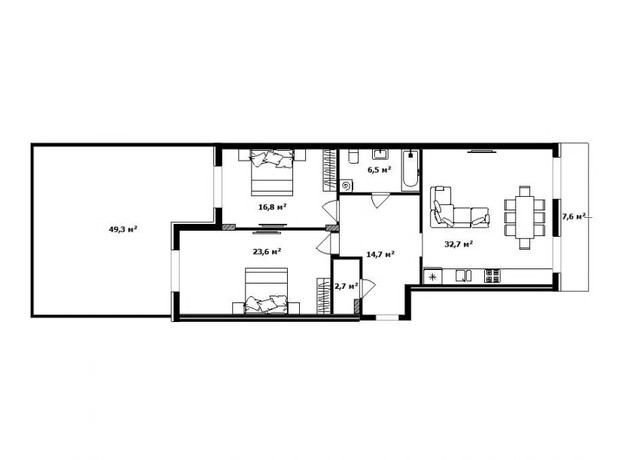 ЖК Dream City: планування 3-кімнатної квартири 113.2 м²