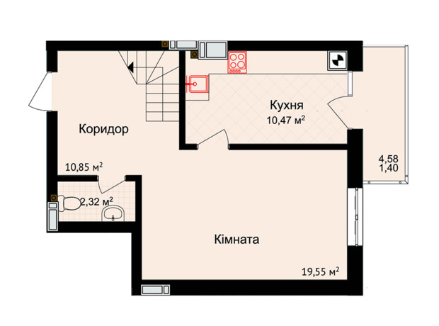 ЖК Зелені Пагорби: планування 3-кімнатної квартири 94.38 м²