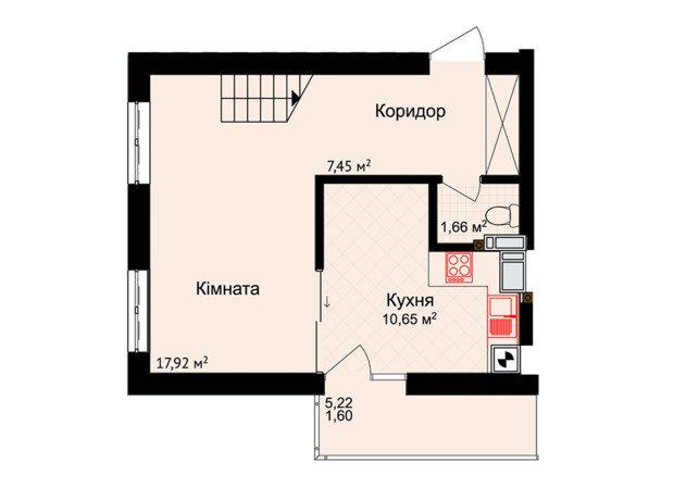 ЖК Зелені Пагорби: планировка 3-комнатной квартиры 78.55 м²
