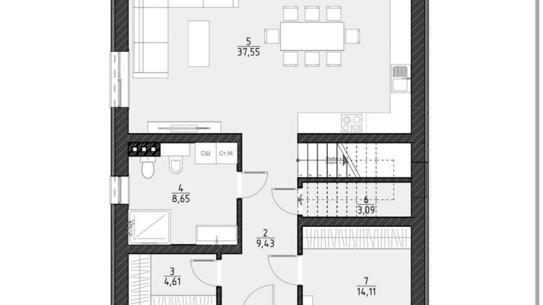 Планування котеджу в КМ Щастя  200 м², фото 555035