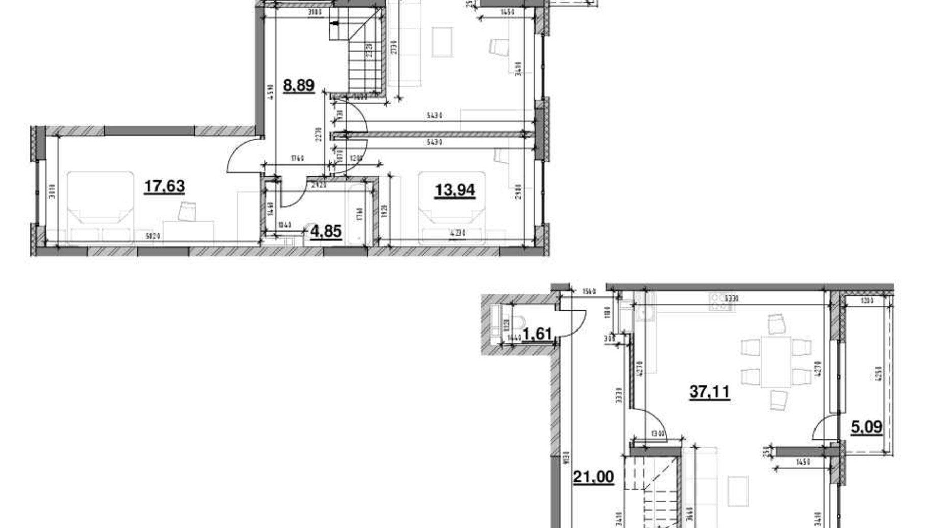 Планування багато­рівневої квартири в ЖК Ok'Land 199.32 м², фото 555350