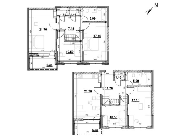 ЖК Ok'Land: планировка 5-комнатной квартиры 153.4 м²