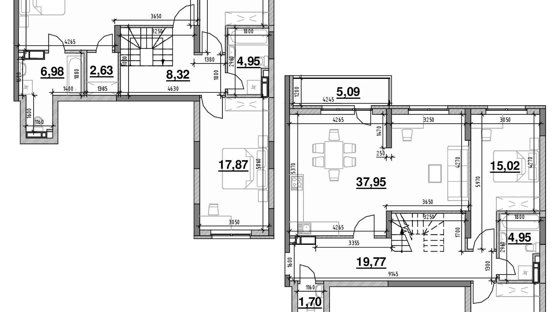 Планировка много­уровневой квартиры в ЖК Ok'Land 200.52 м², фото 555357