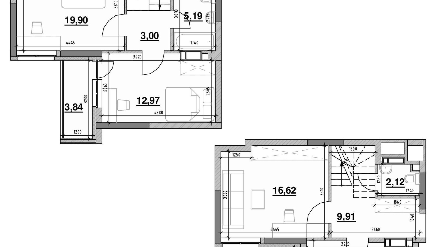 Планування багато­рівневої квартири в ЖК Ok'Land 89.53 м², фото 555361