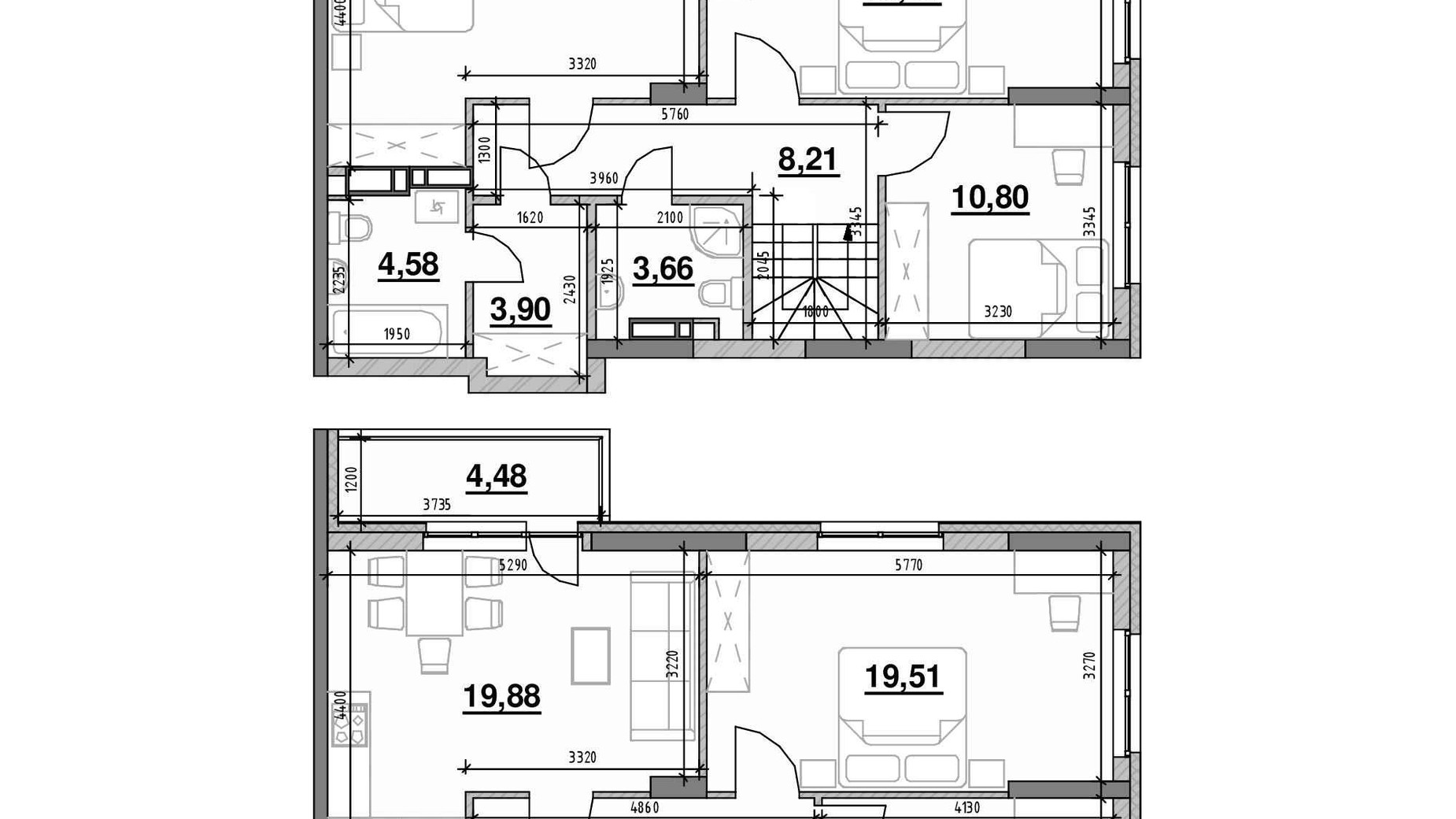 Планировка много­уровневой квартиры в ЖК Ok'Land 152.79 м², фото 555365