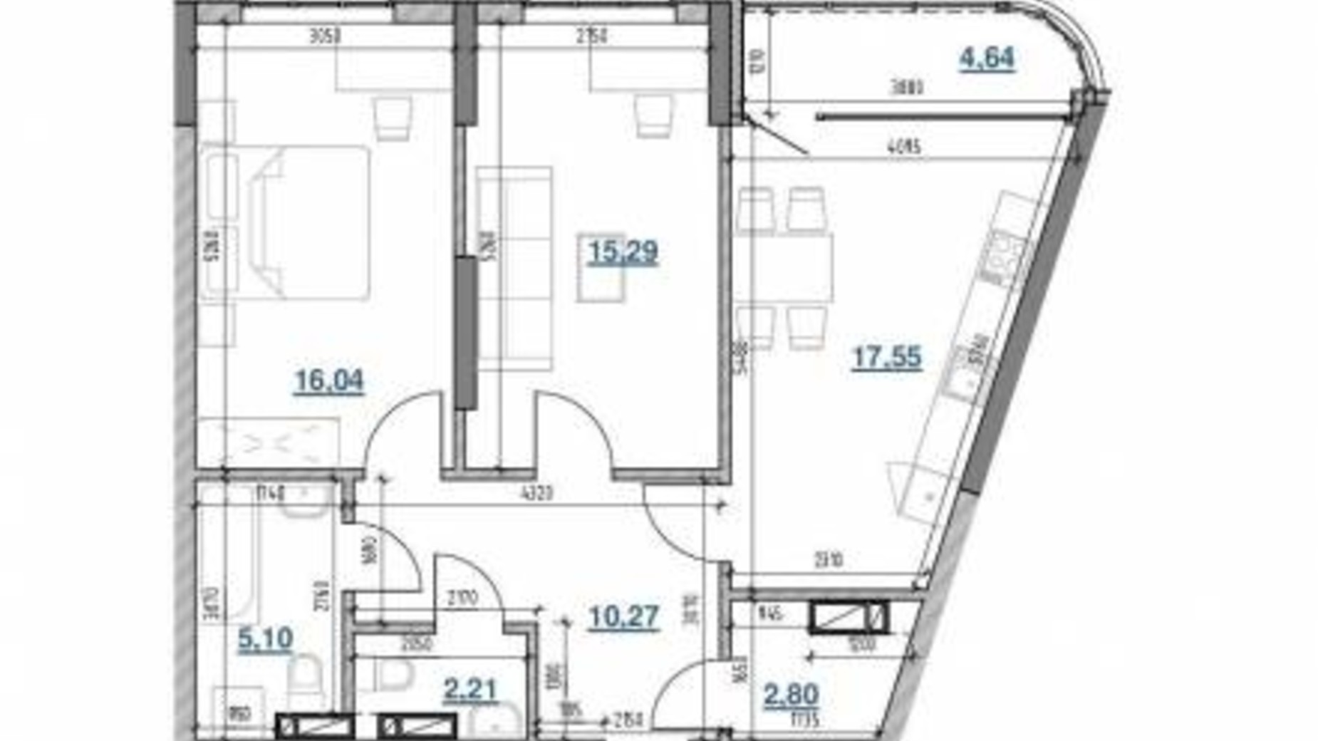 Планування 2-кімнатної квартири в ЖК Берег Дніпра 73.35 м², фото 555444