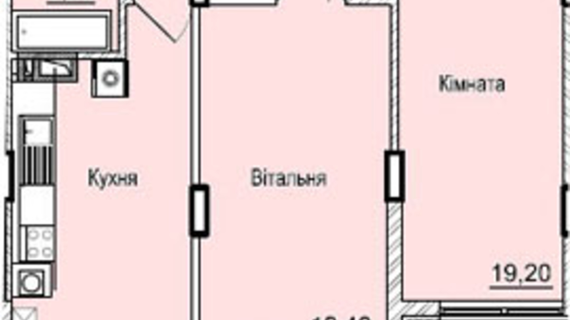 Планировка 2-комнатной квартиры в ЖК Буковинский 82.2 м², фото 555452