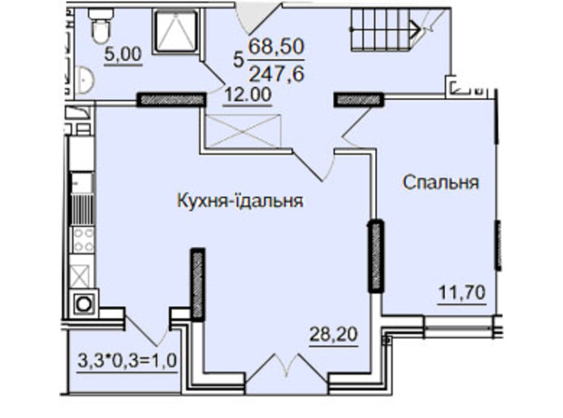 ЖК Буковинский: планировка 5-комнатной квартиры 247.6 м²
