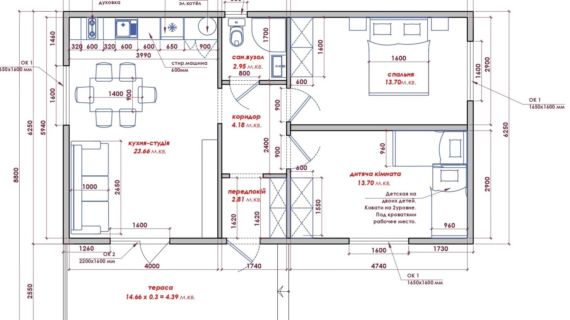 Планировка коттеджа в КГ Lagom Village 65.39 м², фото 555775