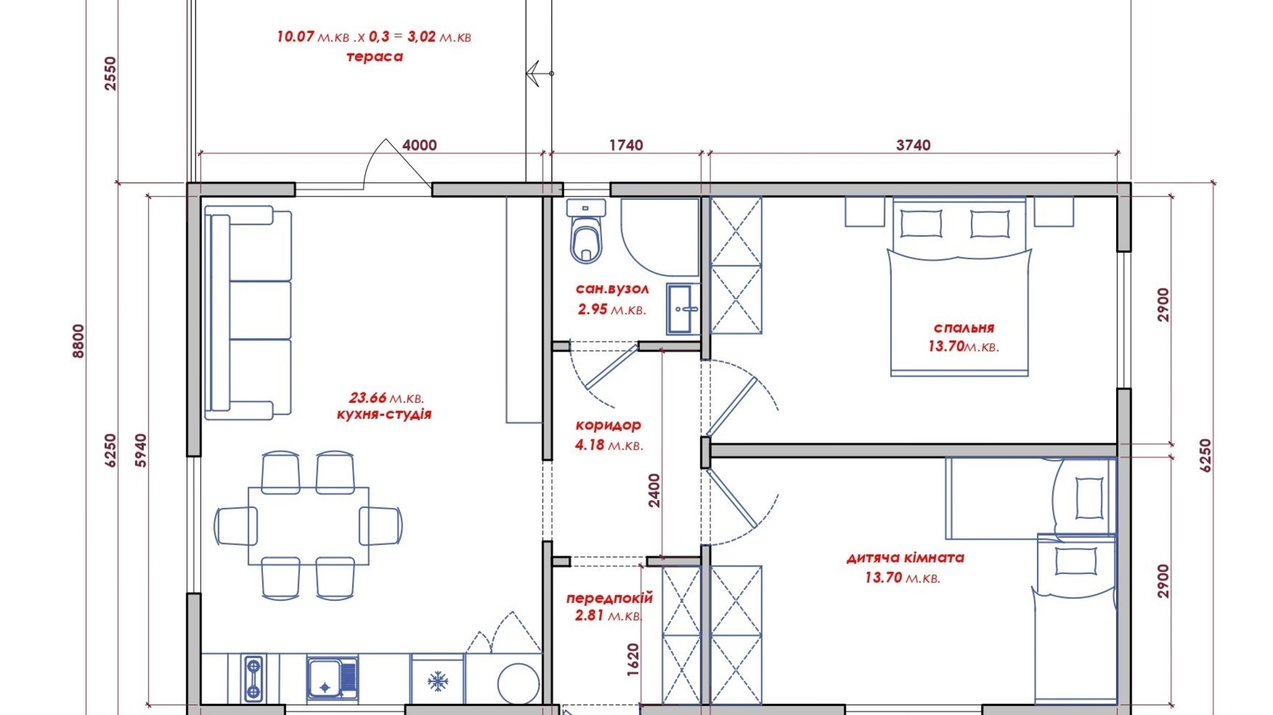 Планировка коттеджа в КГ Lagom Village 64.02 м², фото 555789