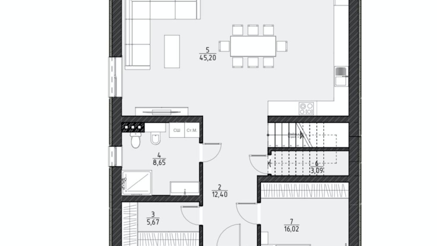 Планування котеджу в КМ Щастя  200 м², фото 555902