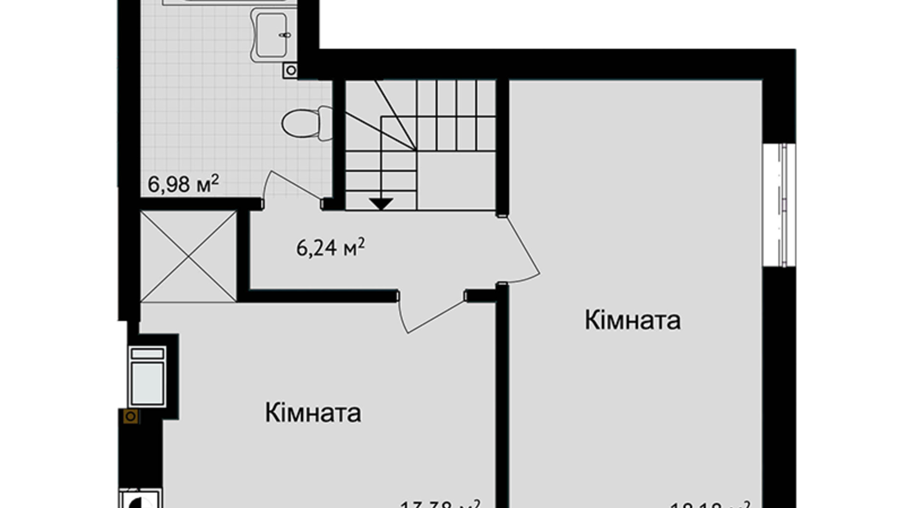 Планировка много­уровневой квартиры в ЖК Зелені Пагорби 91.89 м², фото 556183