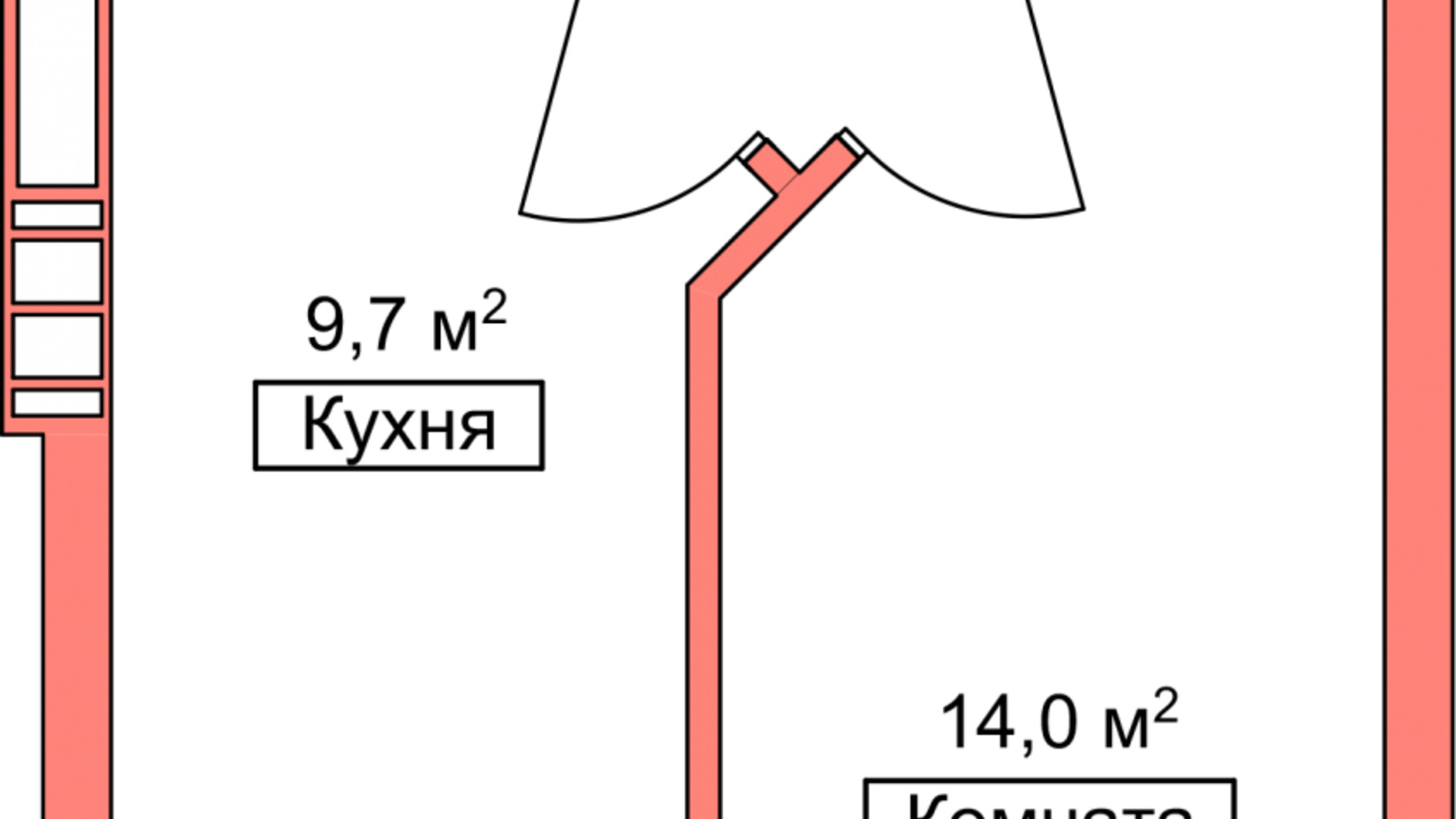 Планировка 1-комнатной квартиры в ЖК Smart Oseli 35 м², фото 55631