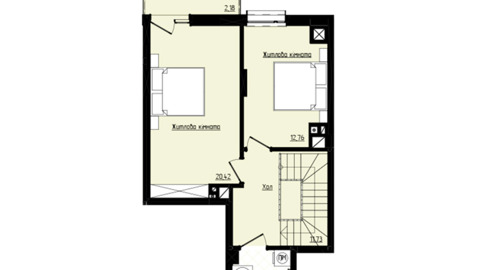 Планування багато­рівневої квартири в ЖК Янтарний 98.55 м², фото 556628