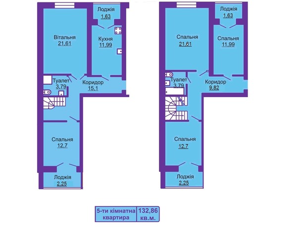 ЖК Шевченковский гай: планировка 5-комнатной квартиры 132.86 м²