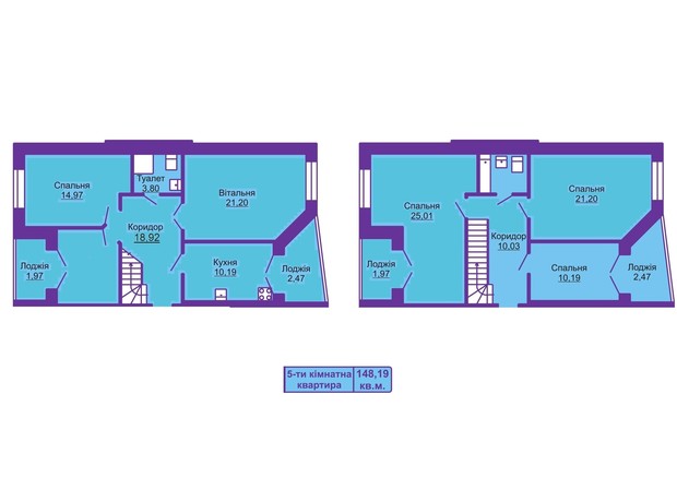 ЖК Шевченковский гай: планировка 5-комнатной квартиры 148.19 м²