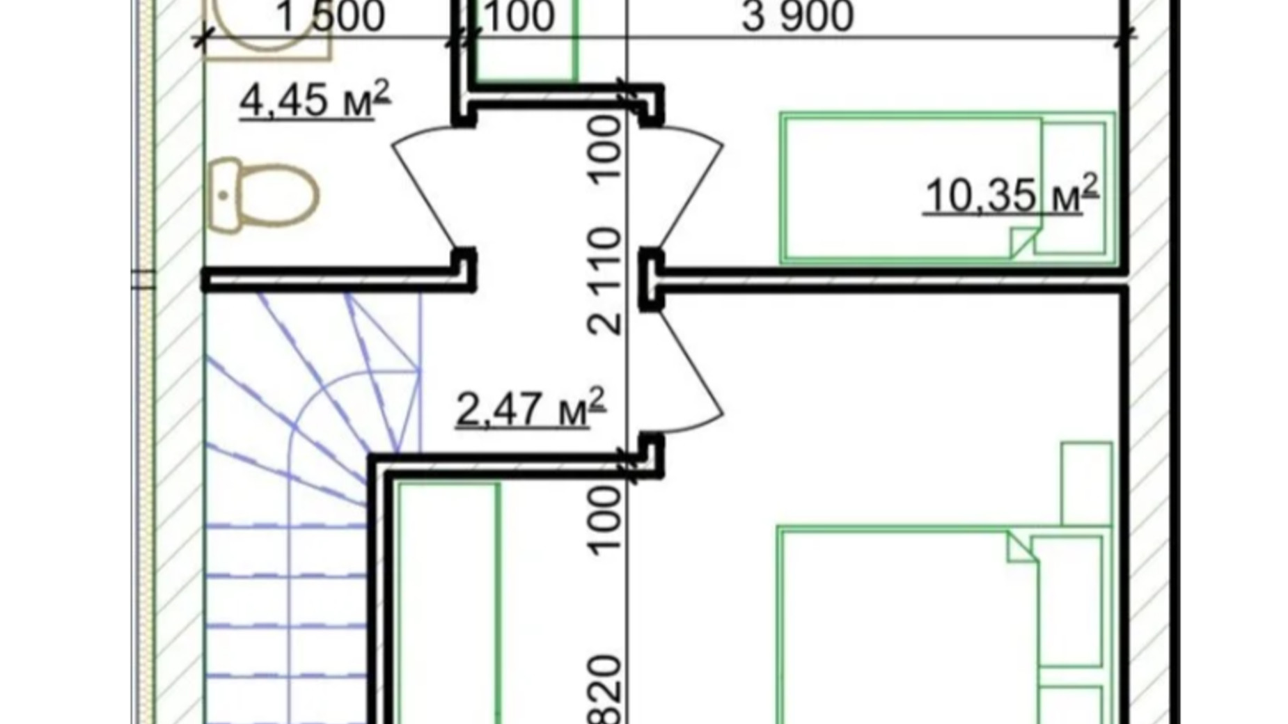 Планировка дуплекса в КГ Солнечный дом 2 75 м², фото 556963