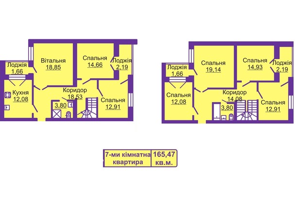 ЖК Шевченківський гай: планування 7-кімнатної квартири 165.47 м²