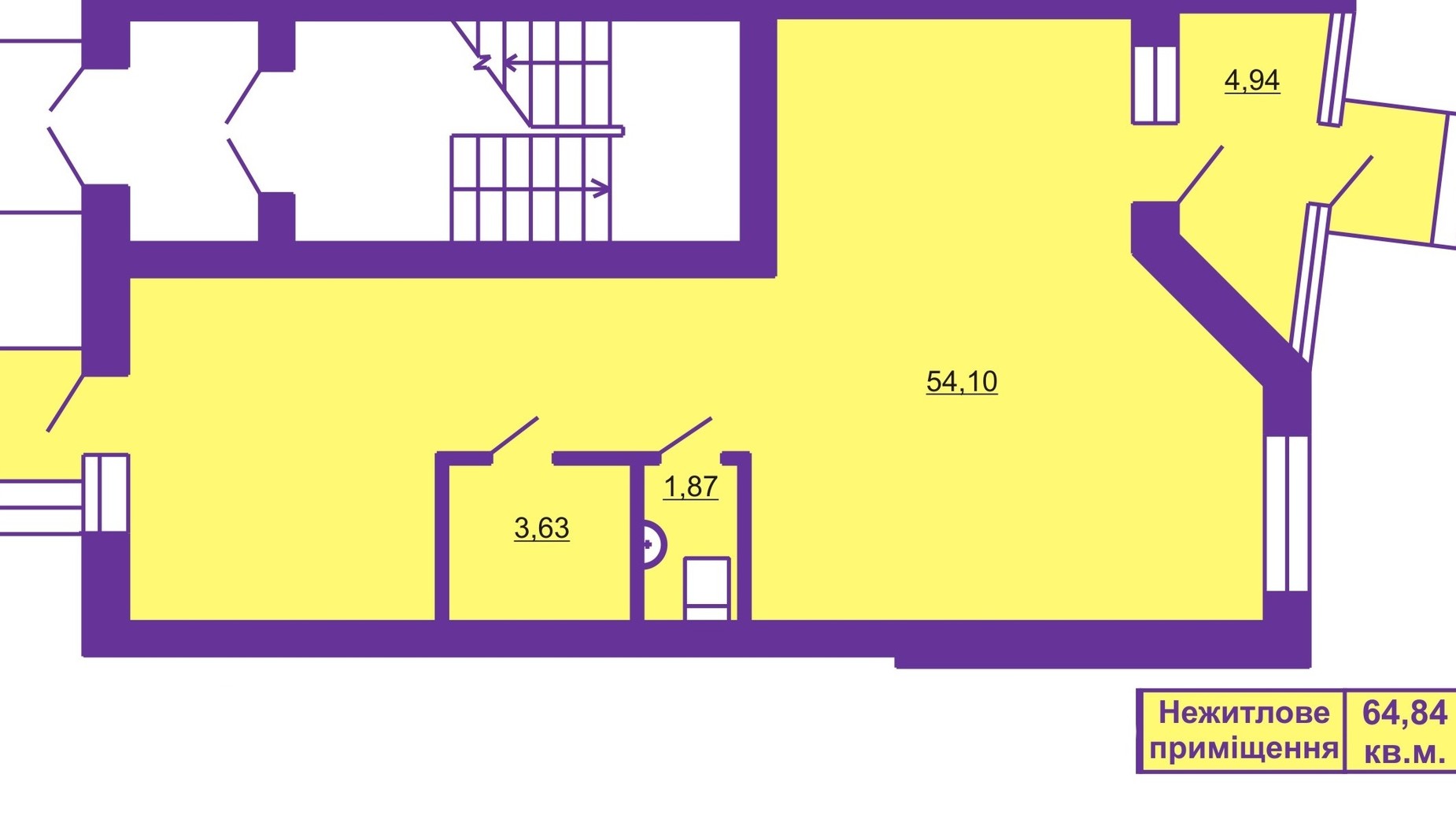 Планировка помещения в ЖК Шевченковский гай 64.84 м², фото 55698