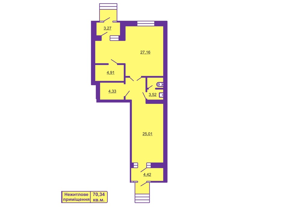 Планировка помещения в ЖК Шевченковский гай 70.34 м², фото 55699 Планировка помещения в ЖК Шевченковский гай 70.34 м², фото 55699