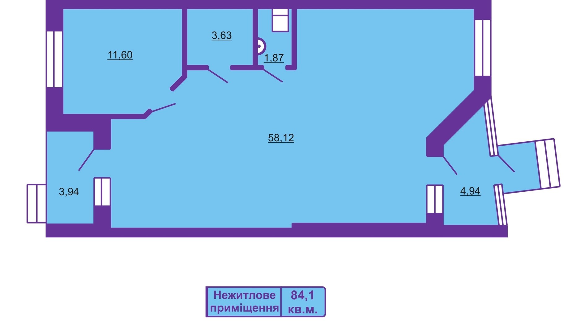 Планировка помещения в ЖК Шевченковский гай 84.1 м², фото 55701