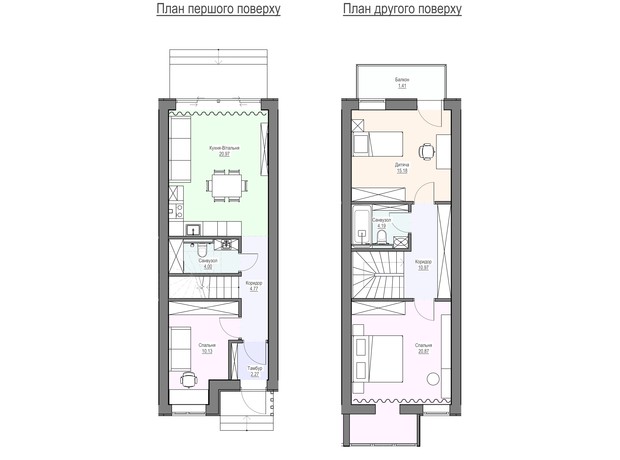 Таунхаус Romankiv Village: планування 3-кімнатної квартири 94.75 м²