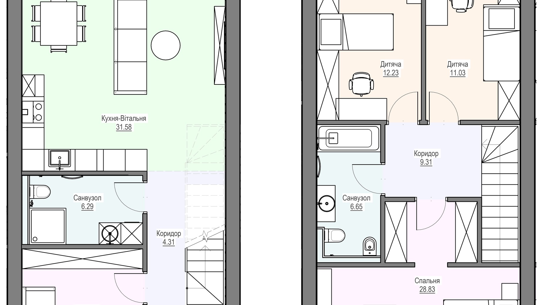 Планировка таунхауса в Таунхаус Romankiv Village 124.62 м², фото 557065