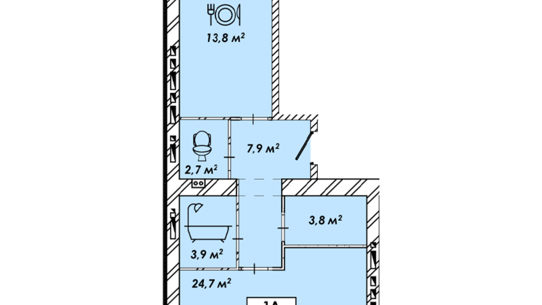 Планировка 1-комнатной квартиры в ЖК Родной дом 61 м², фото 557941