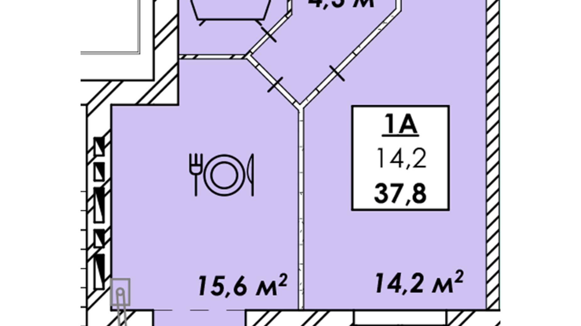 Планировка 1-комнатной квартиры в ЖК Родной дом 37.8 м², фото 557951