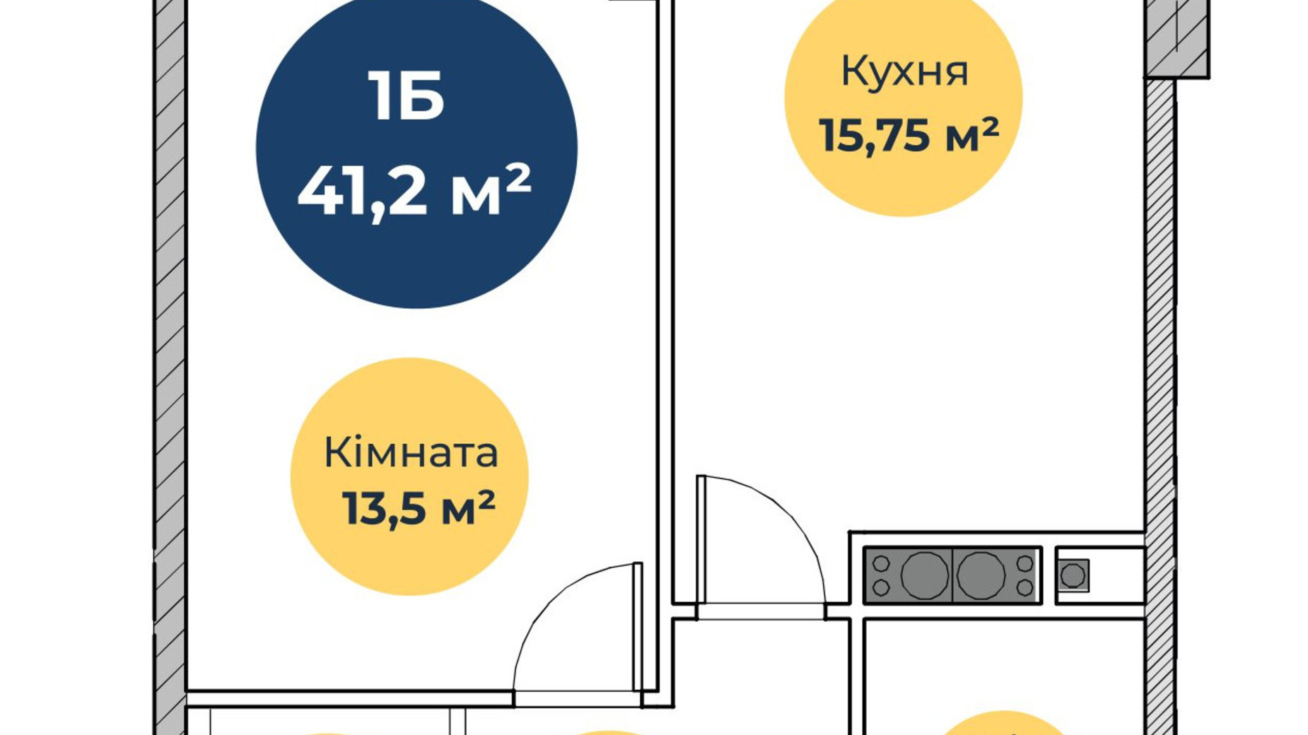 Планировка 1-комнатной квартиры в ЖК Новая Европа 41.7 м², фото 558172