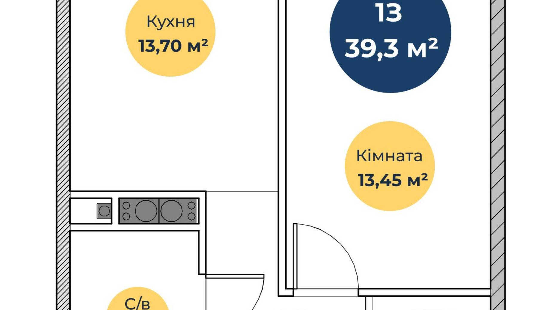 Планировка 1-комнатной квартиры в ЖК Новая Европа 39.8 м², фото 558186