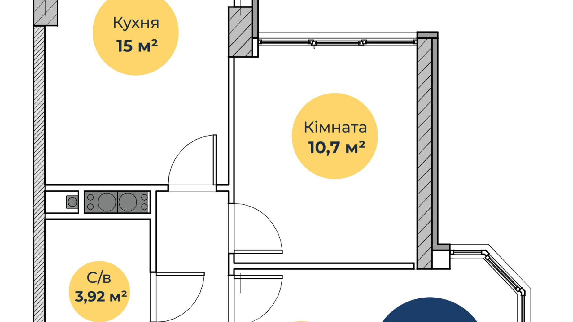 Планировка 2-комнатной квартиры в ЖК Новая Европа 48.5 м², фото 558188