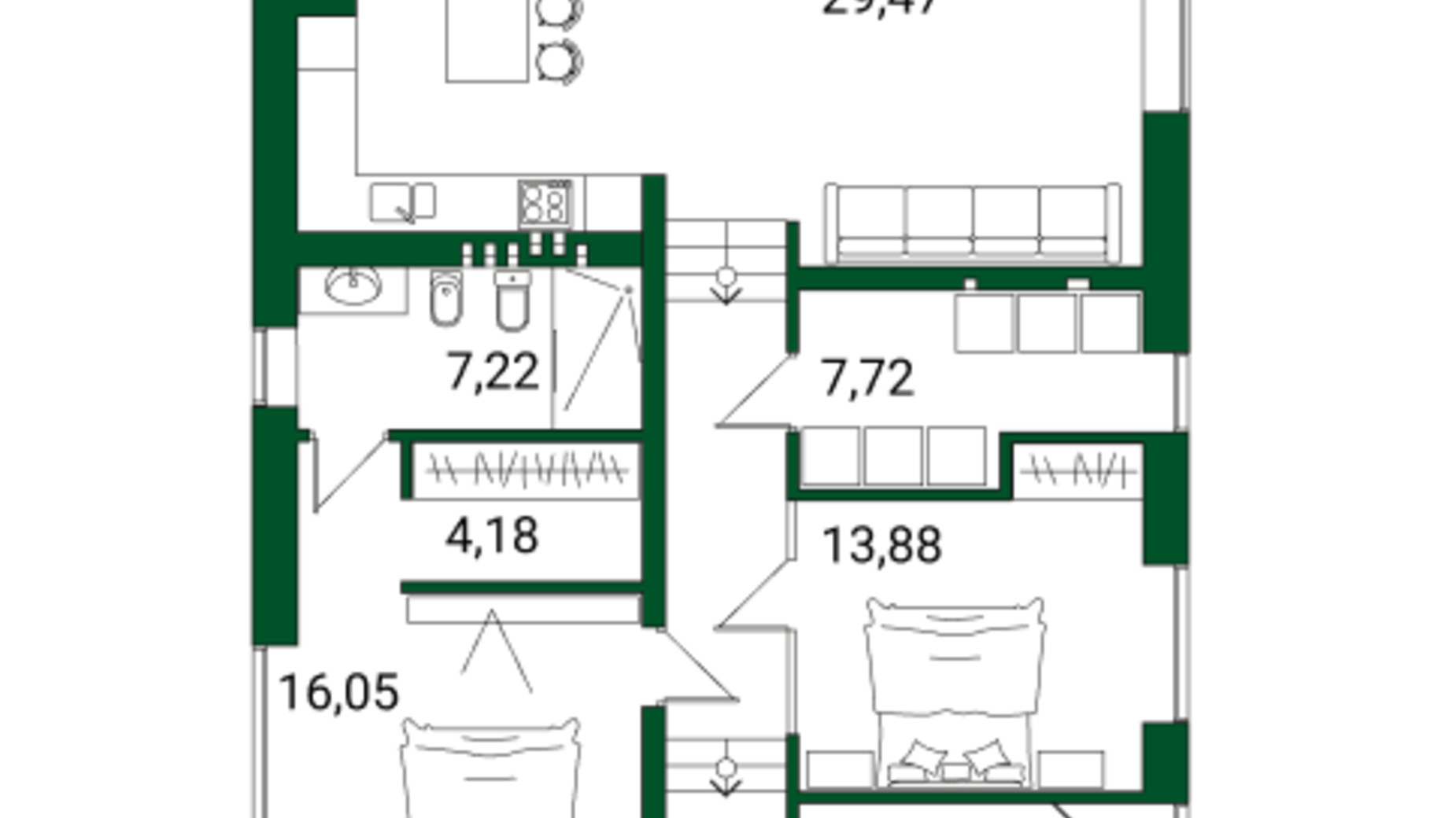 Планировка коттеджа в КГ Белгравия 183 м², фото 558343