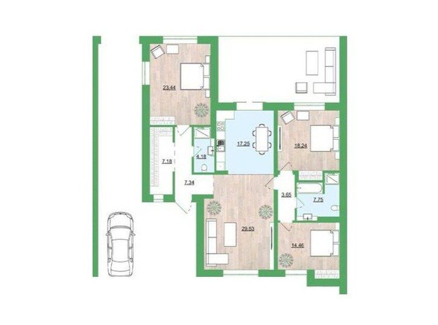 КГ Белгравия: планировка 3-комнатной квартиры 145 м²