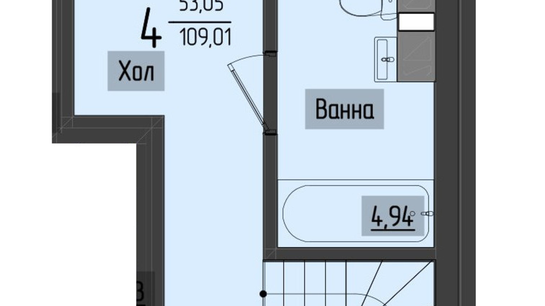 Планировка много­уровневой квартиры в ЖК Аметист 109.61 м², фото 558528