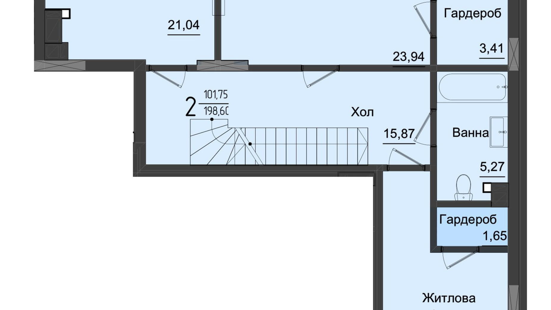 Планировка много­уровневой квартиры в ЖК Аметист 200.58 м², фото 558545
