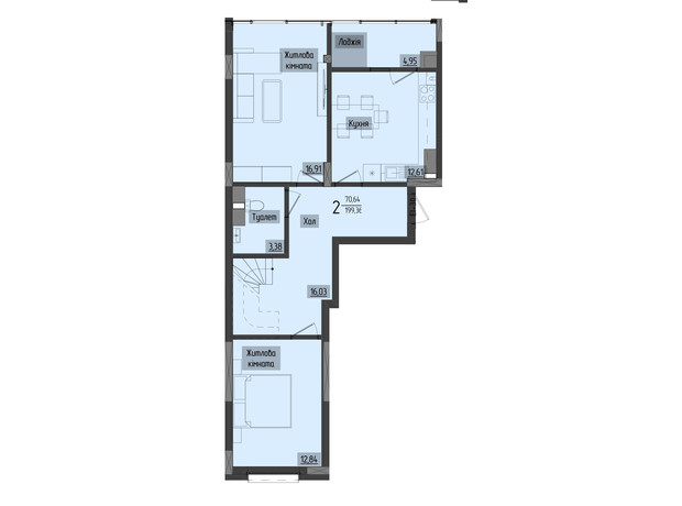 ЖК Аметист: планування 4-кімнатної квартири 117.02 м²