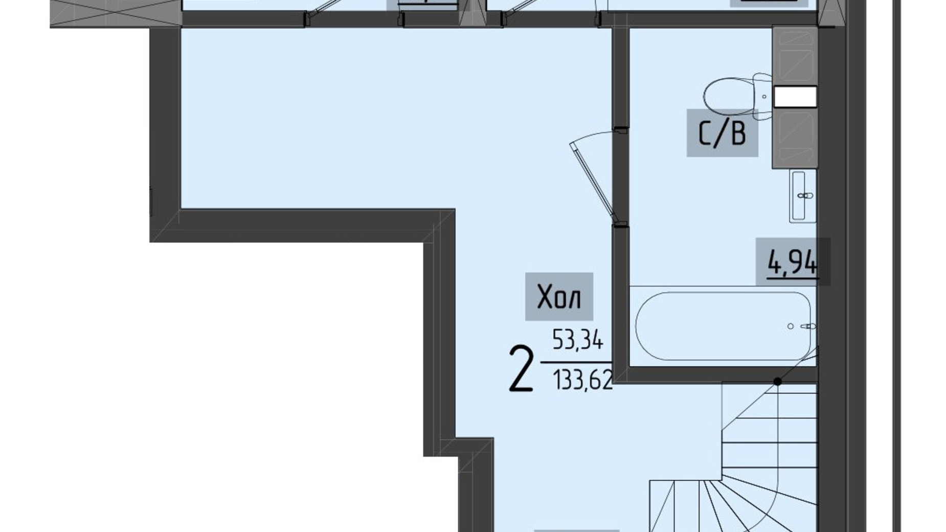 Планировка много­уровневой квартиры в ЖК Аметист 116.95 м², фото 558559