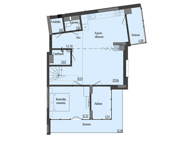 ЖК Аметист: планировка 4-комнатной квартиры 152.87 м²