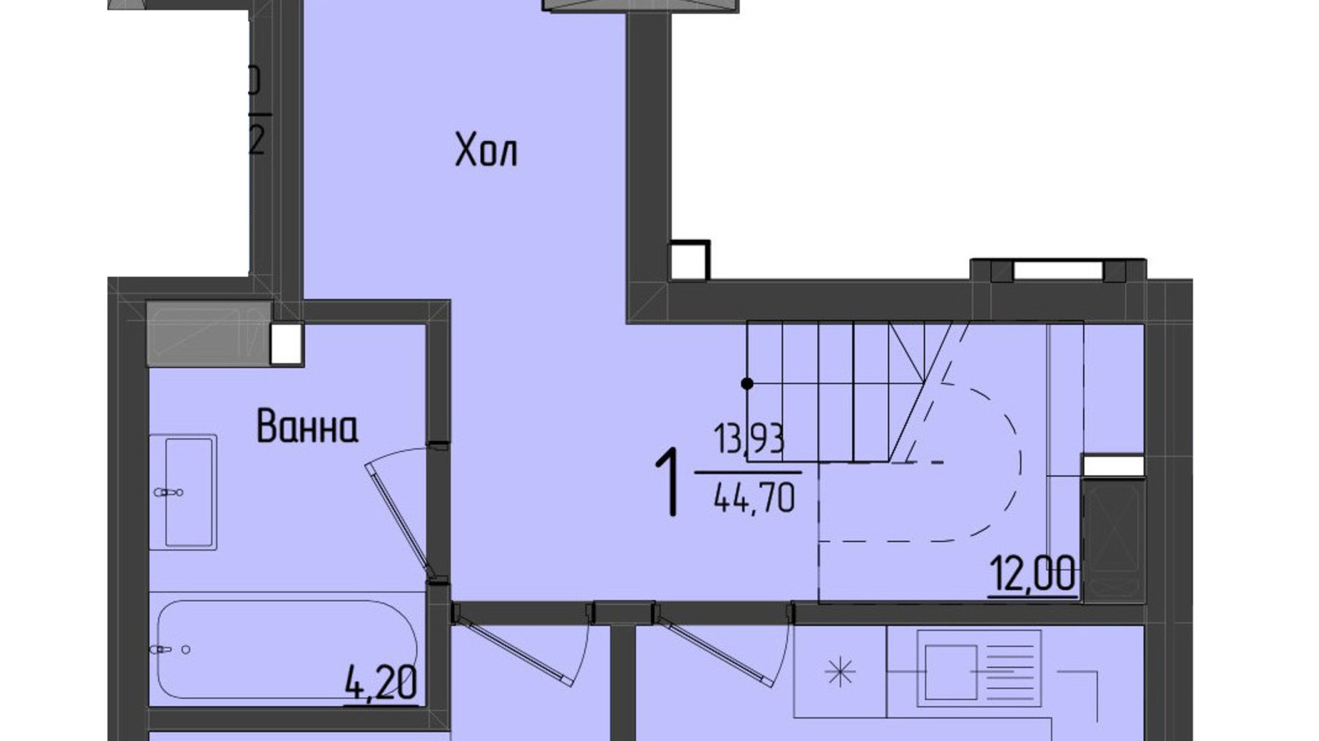 Планировка много­уровневой квартиры в ЖК Аметист 114.26 м², фото 558573