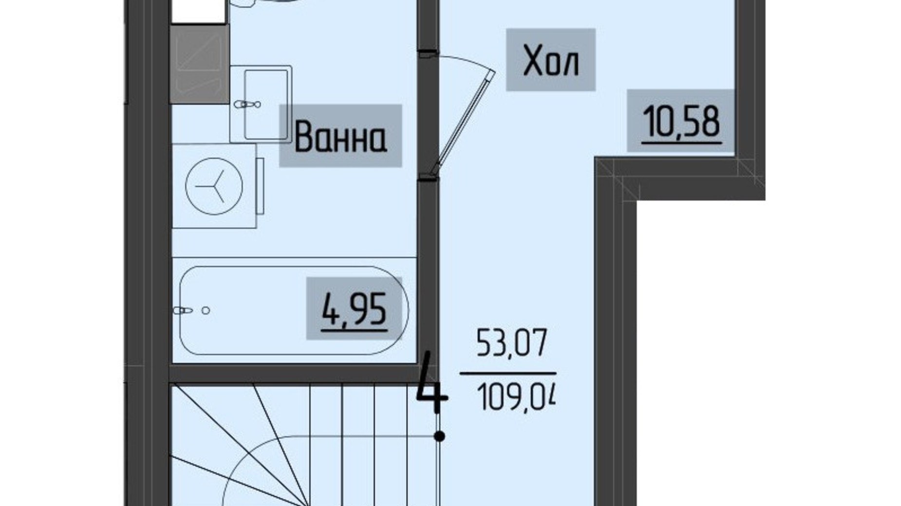 Планировка много­уровневой квартиры в ЖК Аметист 109.72 м², фото 558583