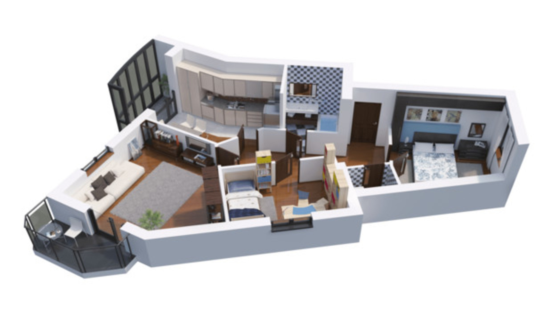 Планування 3-кімнатної квартири в ЖК Modern Home Premium 75.6 м², фото 558930
