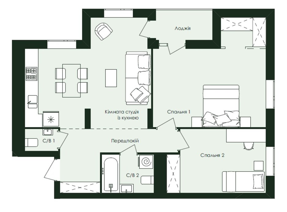 ЖК Avalon Zelena Street планировка 34 ЖК Avalon Zelena Street планировка 34