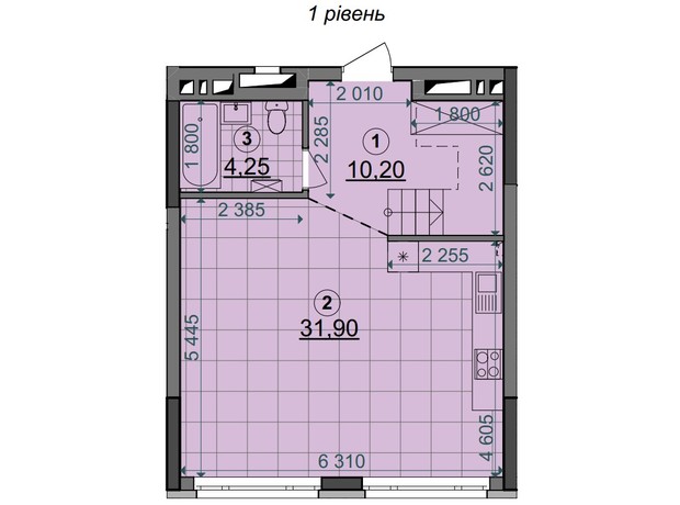 ЖК Dibrova Park: планировка 3-комнатной квартиры 156.44 м²