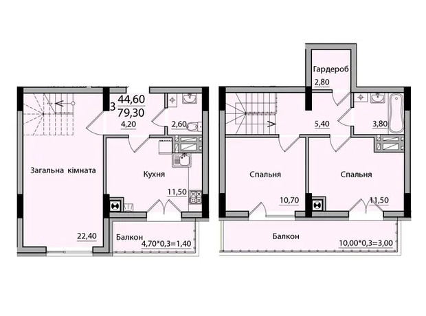 ЖК Панорама: планування 3-кімнатної квартири 79.3 м²