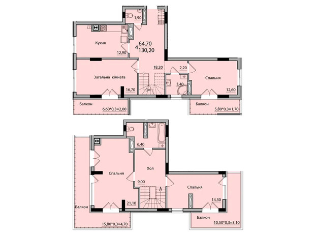 ЖК Панорама: планування 4-кімнатної квартири 130.2 м²