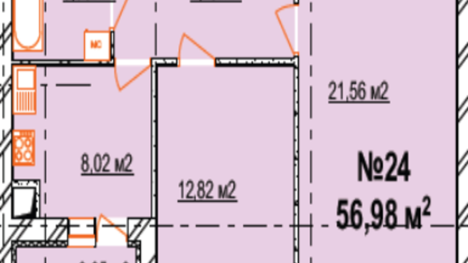 Планировка 2-комнатной квартиры в ЖК Агро центр 1 56.98 м², фото 559191